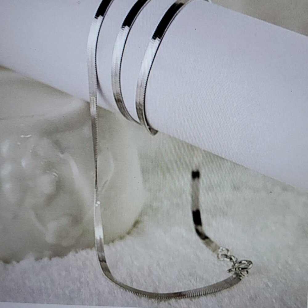 925 Sterling Silver Snake Chain Necklace Flat Smooth Italian Style